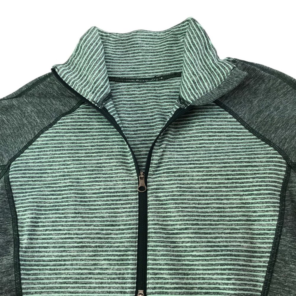 Lululemon Half-Zip 1/2 Zip Pullover Stretchy Striped. Size Women's 6 Green Gray - Picture 4 of 12